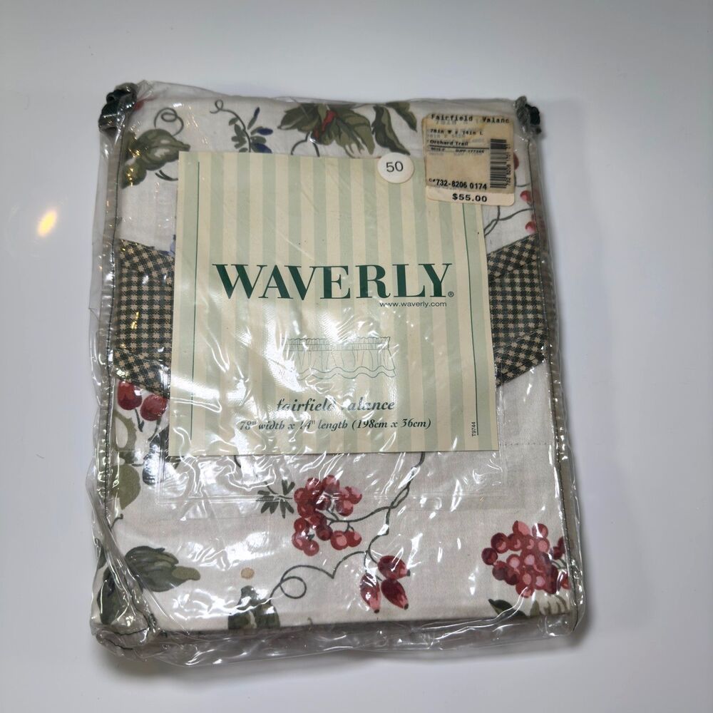 Waverly Fairfield Valance Orchard Trail Berry 78"x14" Farmhouse Cottage Cotton
